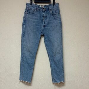 Agolde womans Light Blue High-Rise Straight Leg Jeans size 29